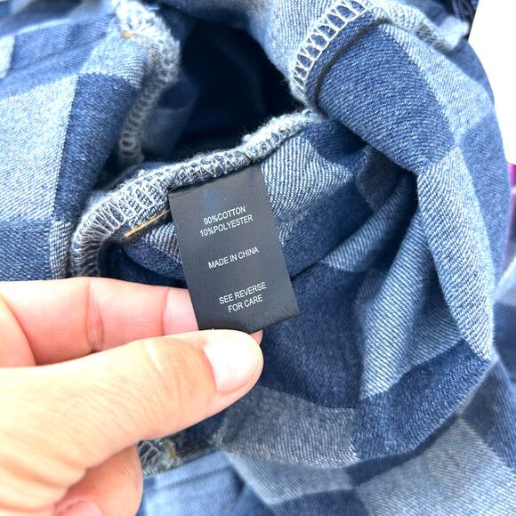 New Dressed in LALA Big Feelings Oversized Denim Checker Overalls Wide Leg Small - Picture 11 of 11